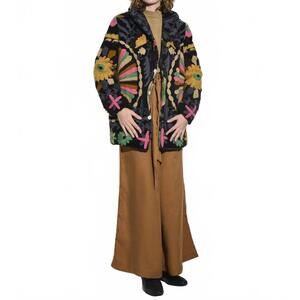 NEW ASHA suzani velvet coat in black